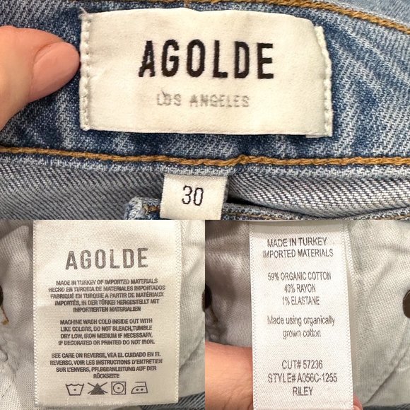 Agolde Riley High Rise Straight Crop Jeans in Shiver Light Wash Denim Size 30 - Picture 3 of 15